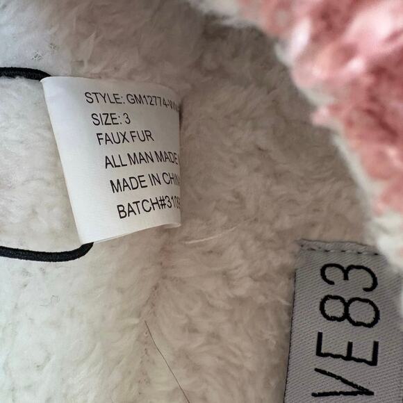 New Love 83 Pink Big Girls Teddy Sherpa Scuff Platform Slipper Size 3 - Picture 5 of 5